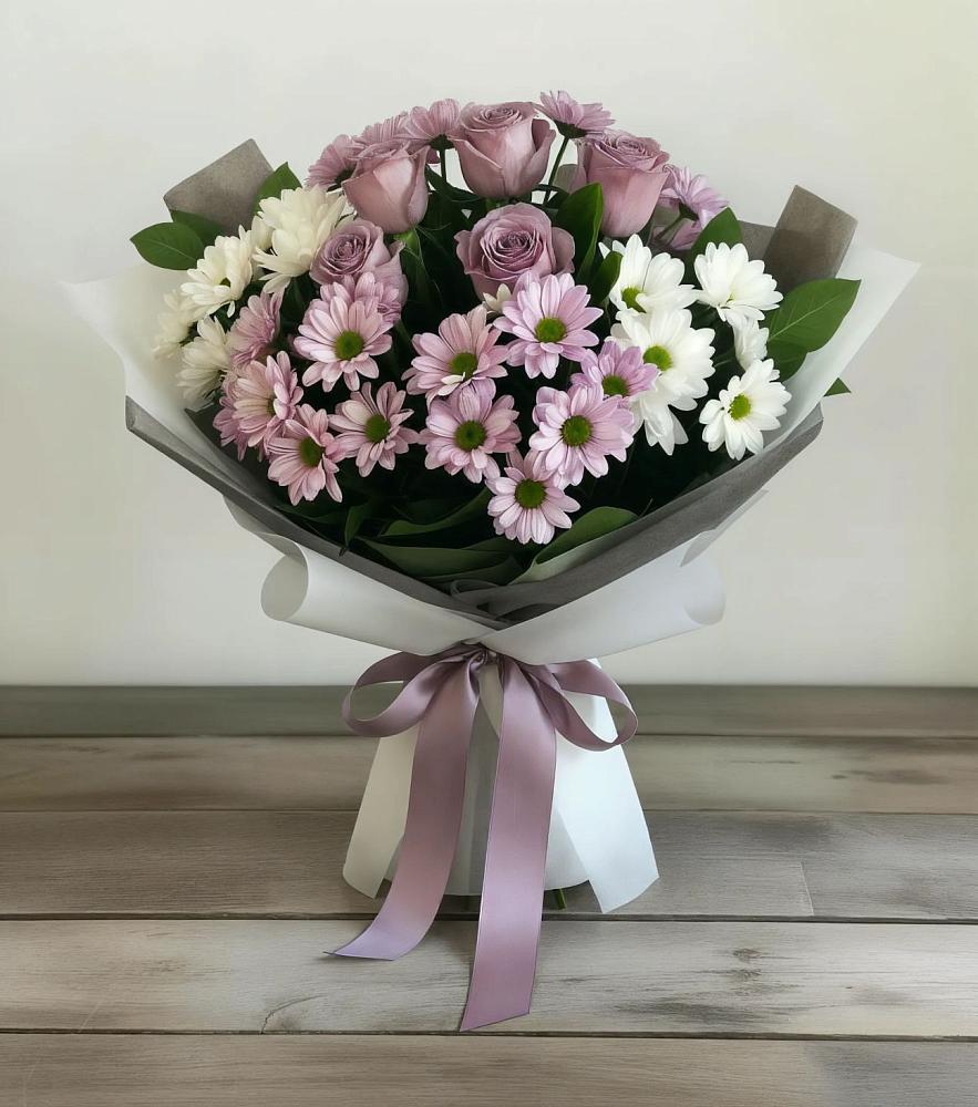 Букет цветов из: Хризантемы и Розы в Донском Тамбовская область