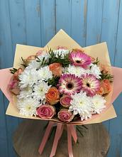 Букет цветов из:  Розы, Герберы и Хризантемы #REPLACE_PRED# Донском Тамбовская область