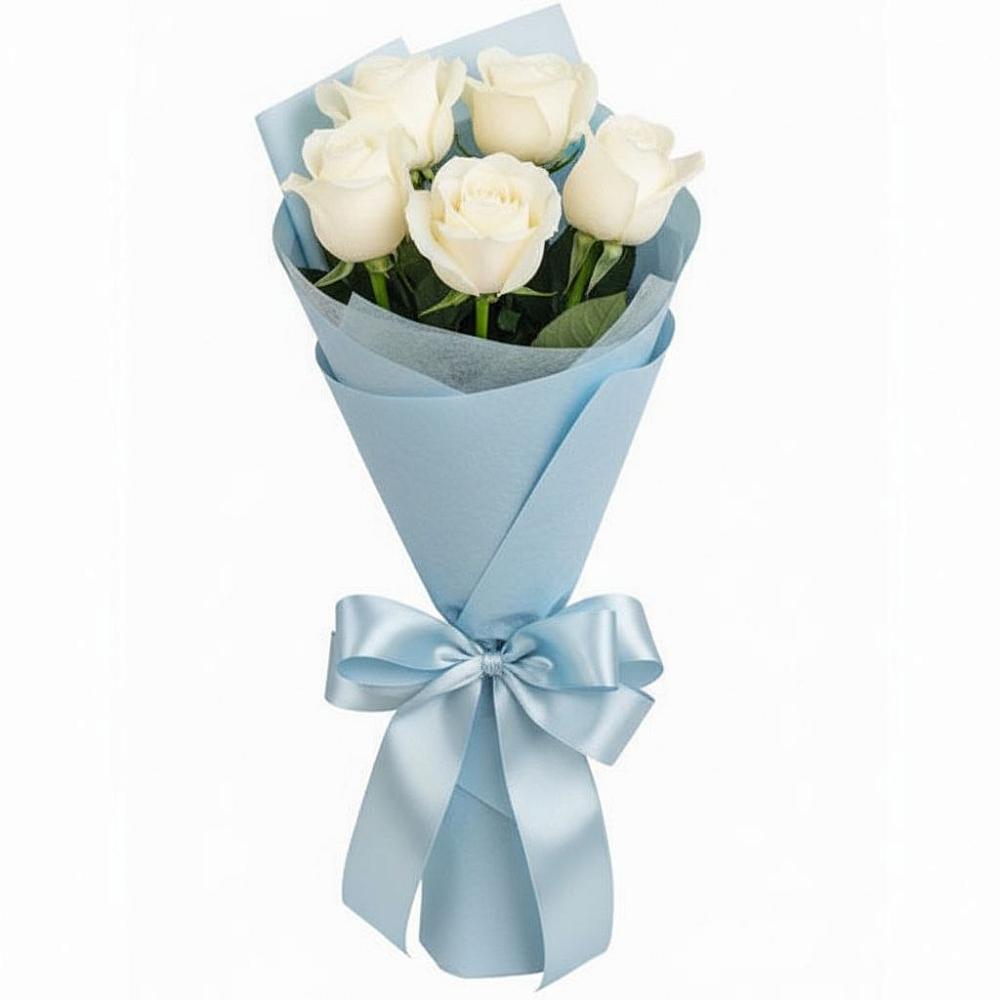Букет 5 Белых роз Проуд в Донском Тамбовская область