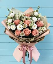 Букет цветов из:  Розы, Альстромерии и Лизиантусы в Донском Тамбовская область