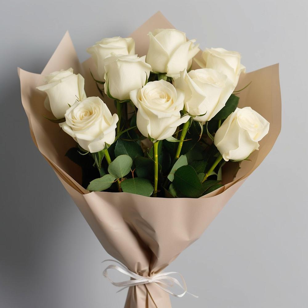 Букет 9 Белых роз Эдлесс Лав в Донском Тамбовская область
