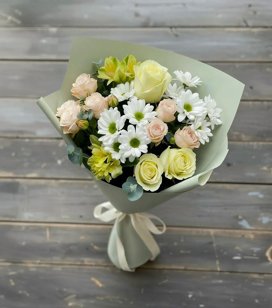 Букет цветов из: Альстромерии, Розы и Хризантемы в Донском Тамбовская область