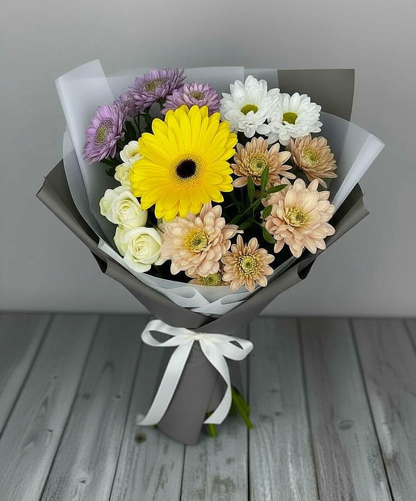 Букет цветов из: Розы, Герберы и Хризантемы в Донском Тамбовская область