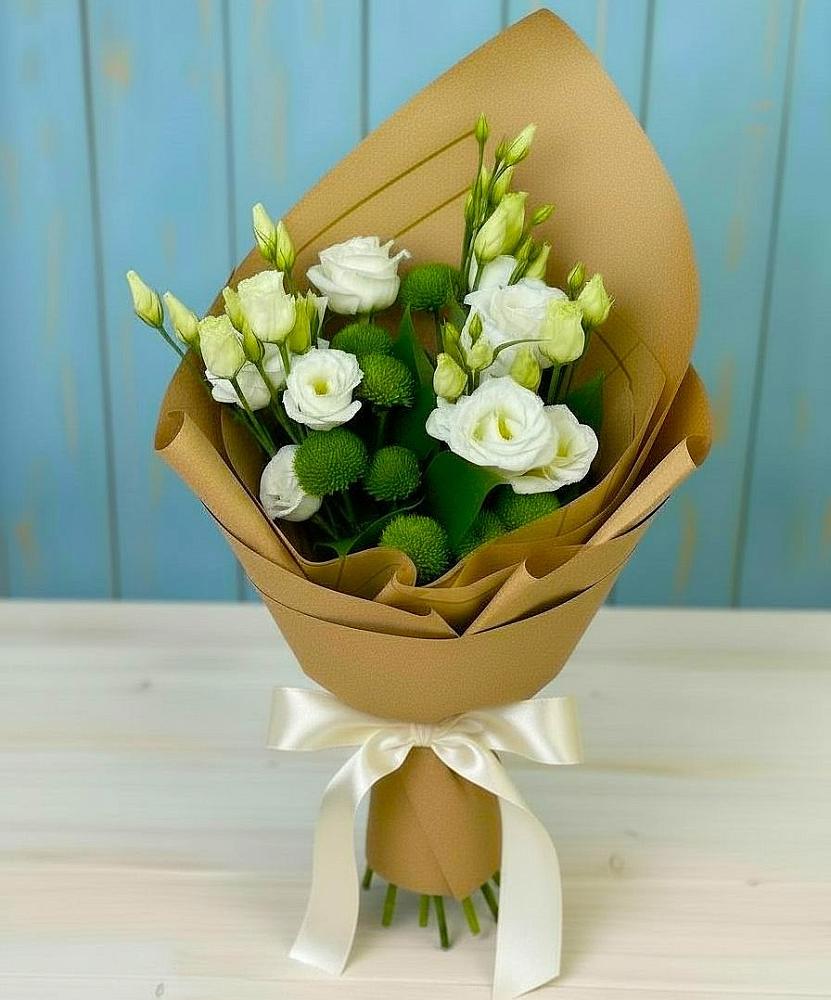 Букет цветов из: Хризантемы и Лизиантусы в Донском Тамбовская область