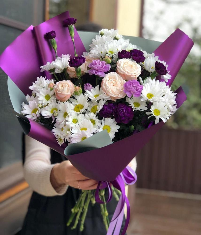 Букет цветов из: Хризантемы, Гвоздики и Розы в Донском Тамбовская область