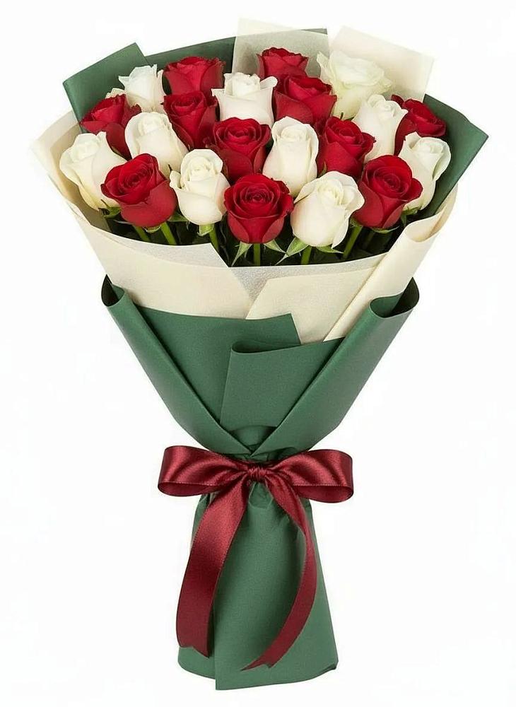 Букет Микс из красных и белых роз в Донском Тамбовская область