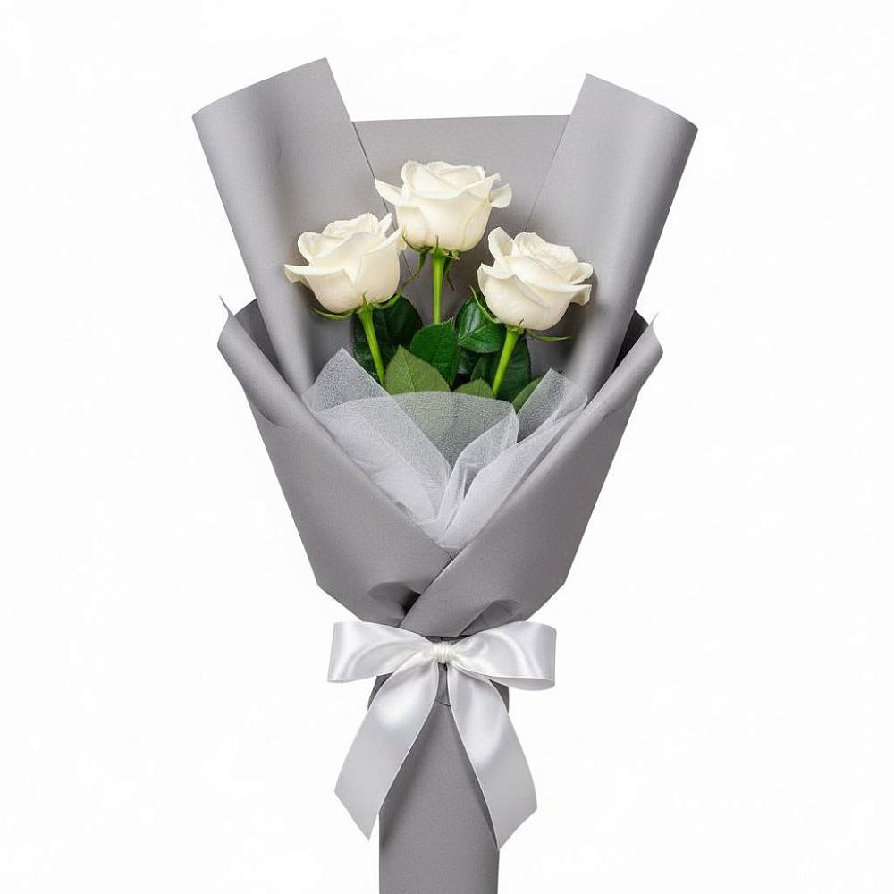 Букет 3 белые розы в Донском Тамбовская область