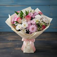 Букет цветов из:  Хризантемы, Альстромерии и Розы в Донском Тамбовская область