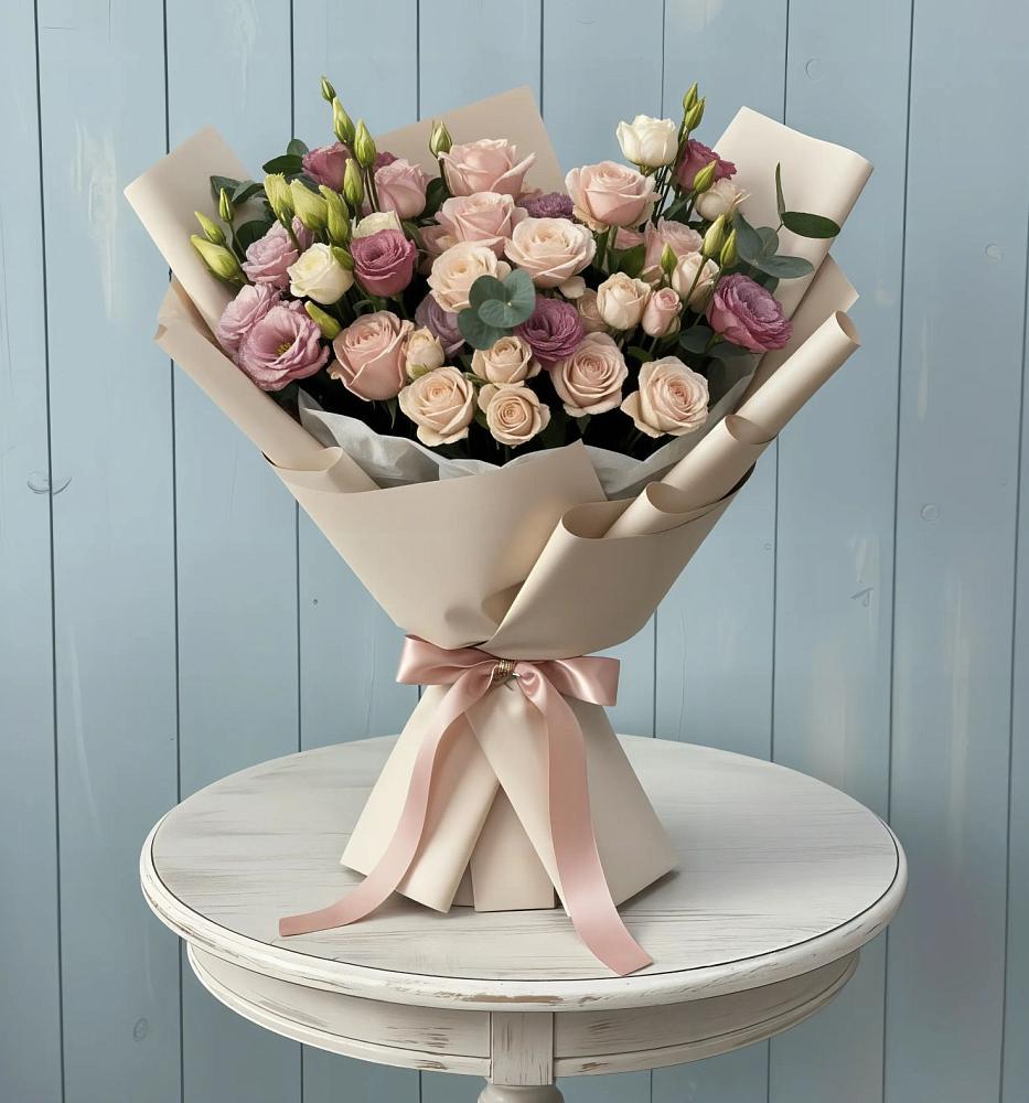 Букет цветов из: Розы и Лизиантусы в Донском Тамбовская область