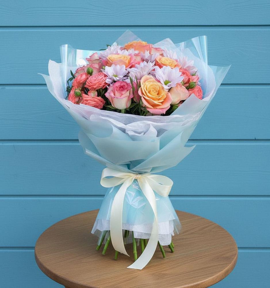 Букет цветов из: Хризантемы и Розы в Донском Тамбовская область