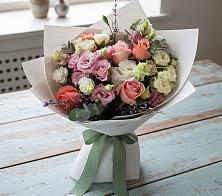 Букет цветов из:  Розы, Лизиантусы и Гвоздики в Донском Тамбовская область