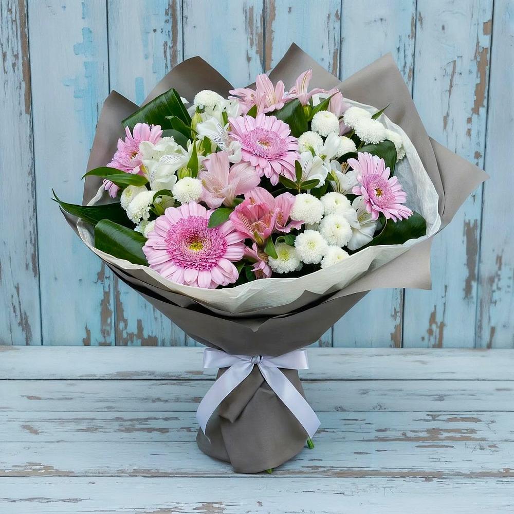 Букет цветов из: Герберы, Альстромерии и Хризантемы в Донском Тамбовская область