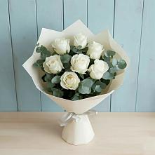 Букет Белые розы в Эвкалипте в Донском Тамбовская область