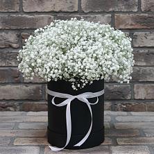 Цветочная композиция из Гипсофила в шляпной коробке в Донском Тамбовская область